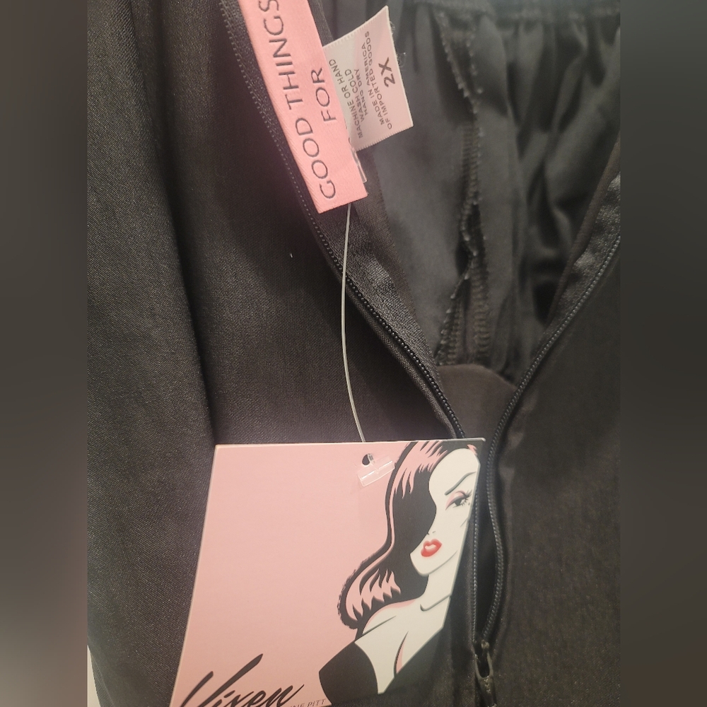 Vixen by Micheline Pitt, Peasant Wiggle Dress, Black 2XL - Picture 8 of 9